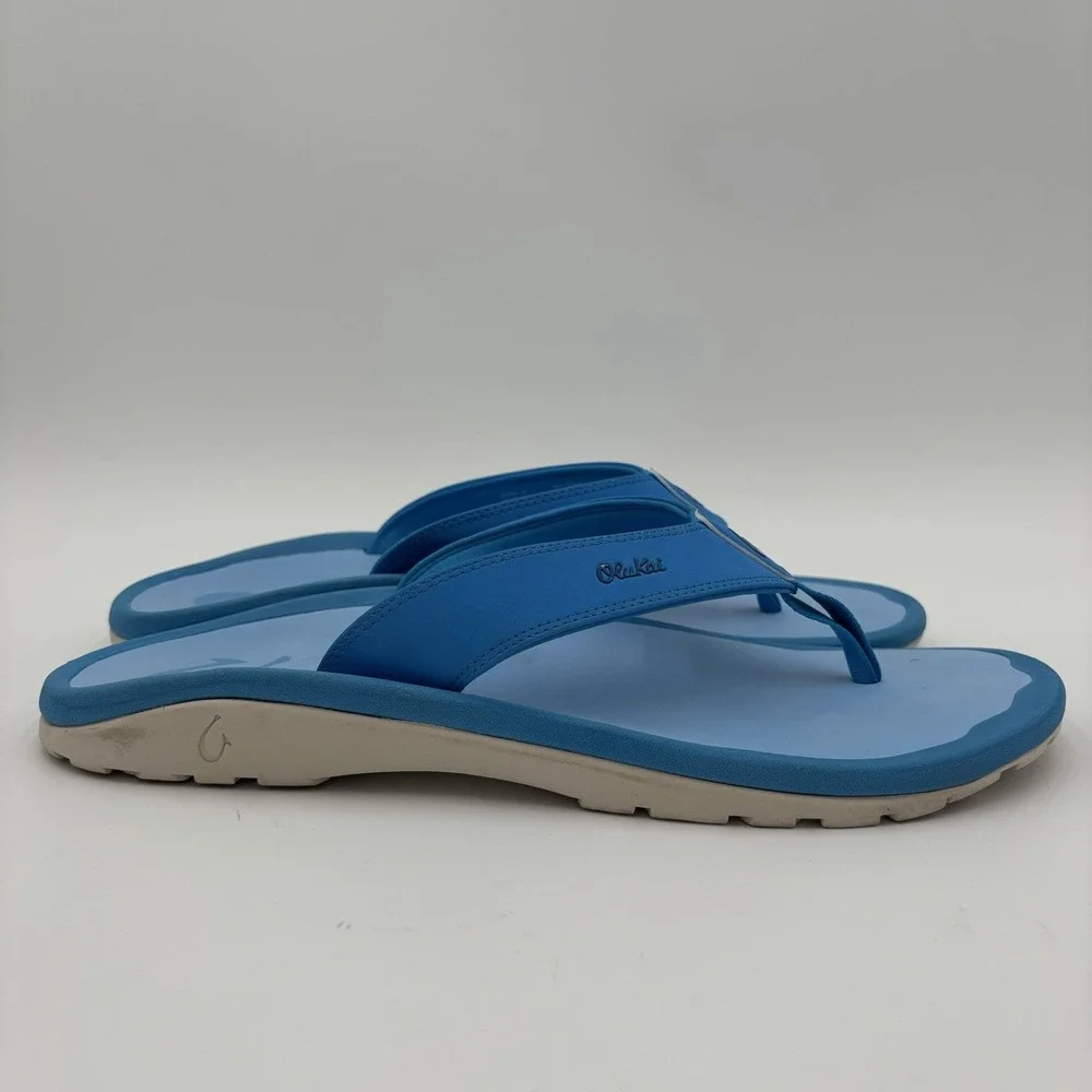 OluKai Ohana Sandals Blue Mens Size 14 Slip On Beach Vacation